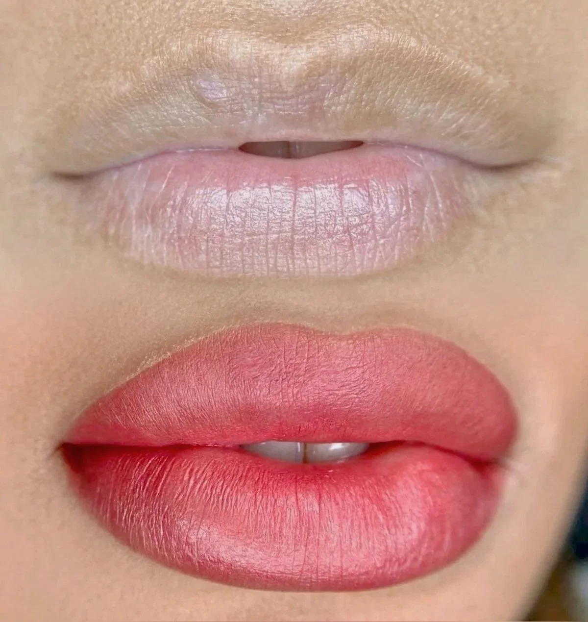 Natural lip blush result enhancing lip tone and definition with a soft balanced finish