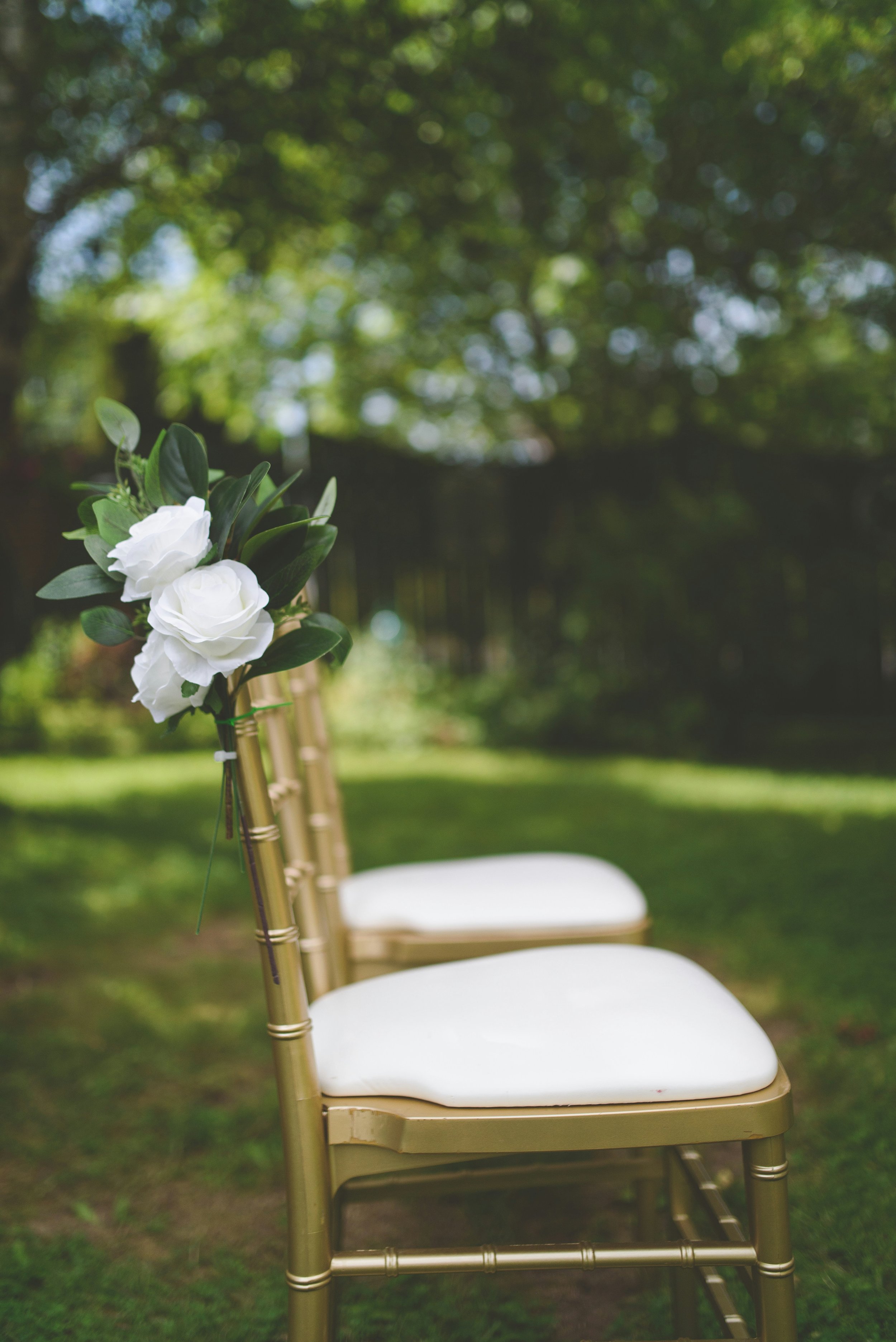 Gold Chiavari Chair Detail | Outdoor Ceremony Setup