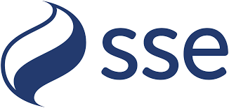 SSE logo with a stylized flame icon and lowercase blue letters 'sse'
