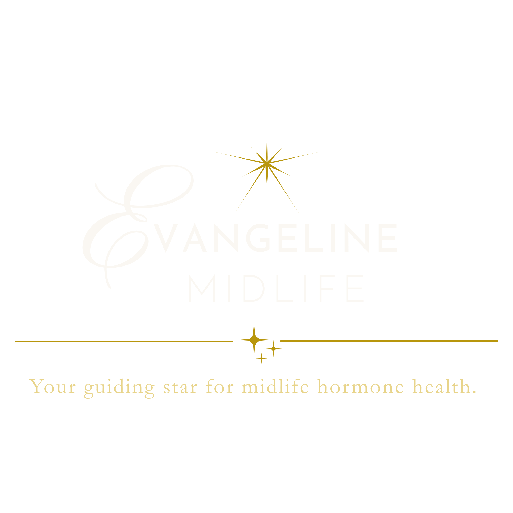 Graphic celebrating midlife hormones, featuring a star, elegant script, and informational text about guiding star for midlife hormone health.