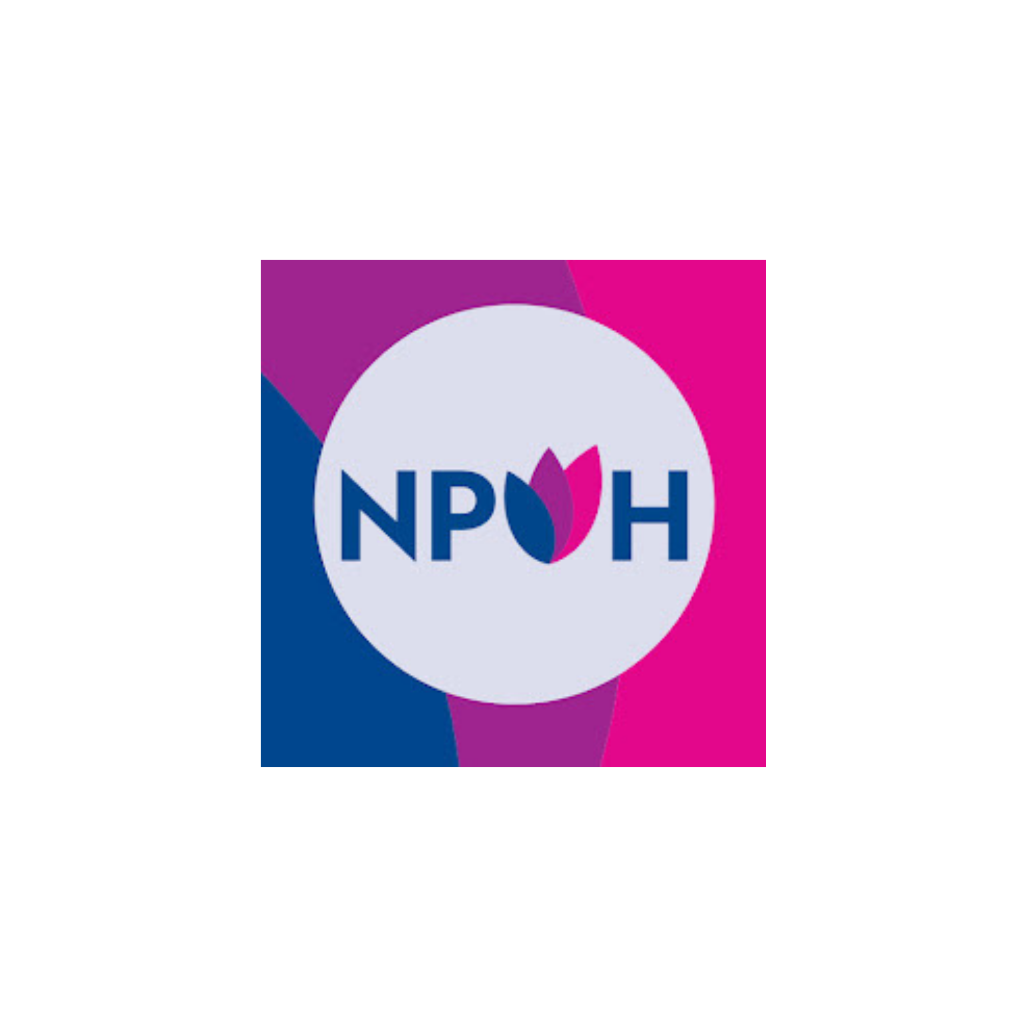 NPRH logo with circular white background and purple, pink, and blue geometric shapes.