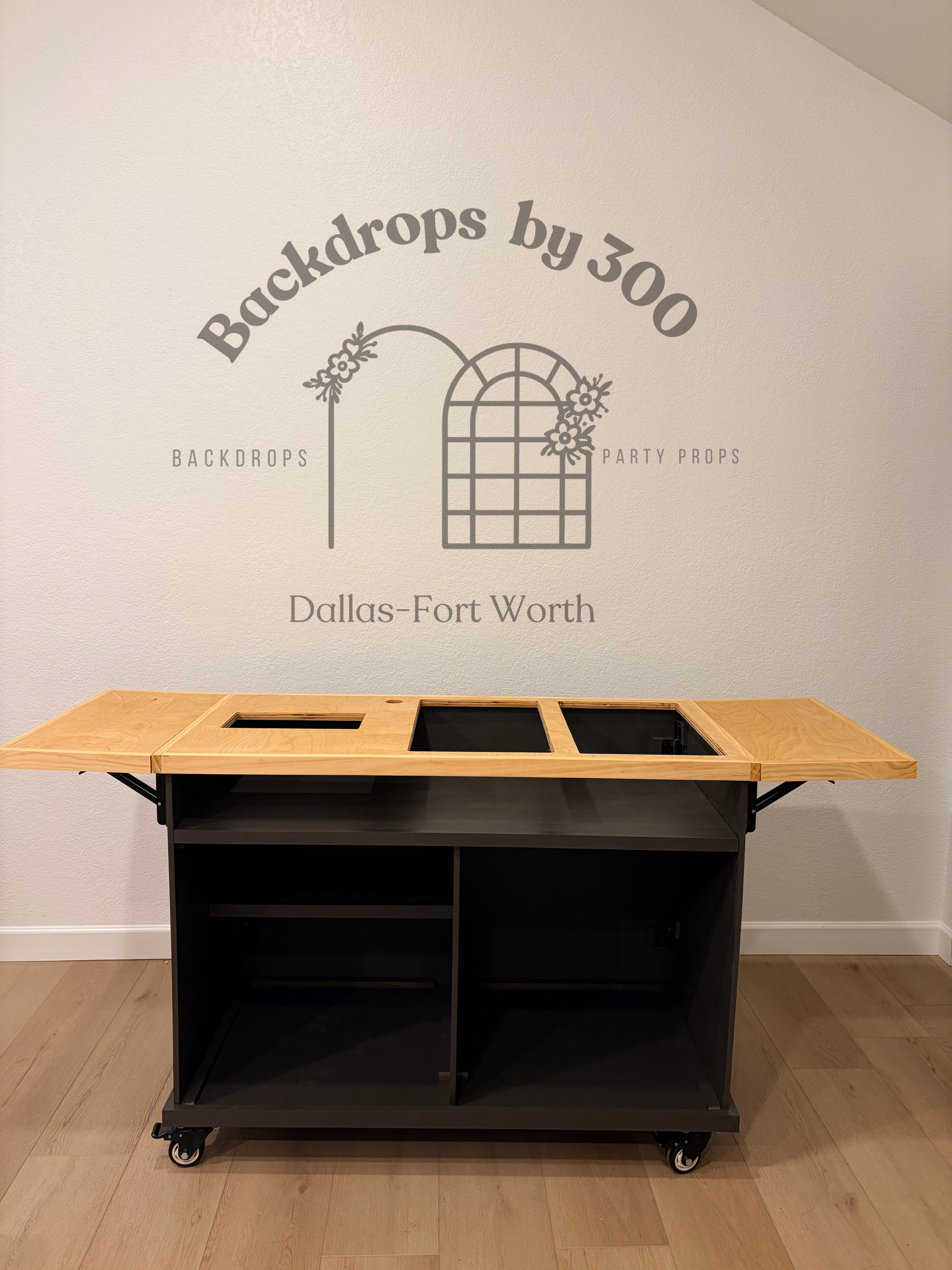 Collapsible Cart | 4ft x 3ft x 2ft | Back view | Ice Tray Shelf | Divider | Half shelf for umbrella support on Left side |