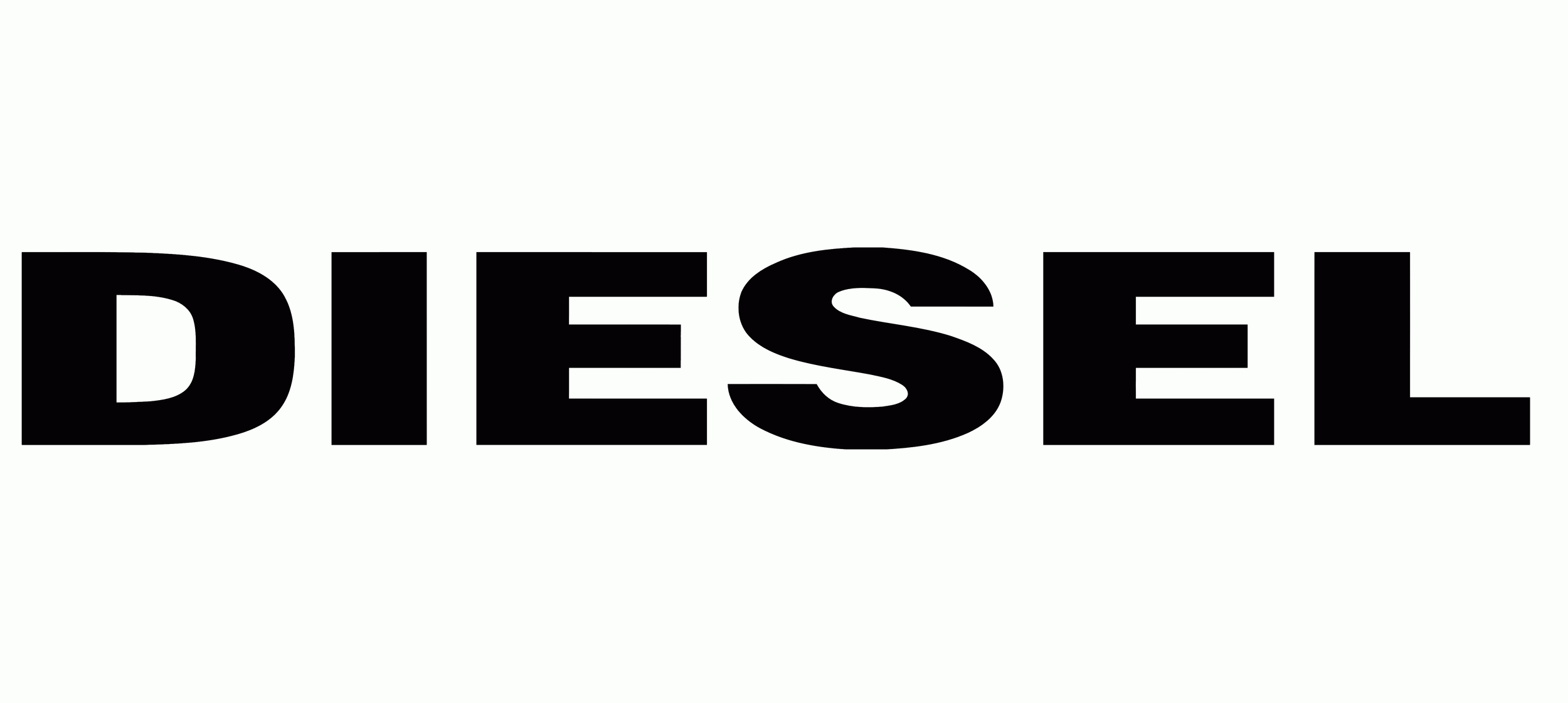 Mot en anglais 'DIESEL' écrit en lettres majuscules noires sur fond blanc.