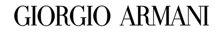 Logo Giorgio Armani en texte noir sur fond blanc.