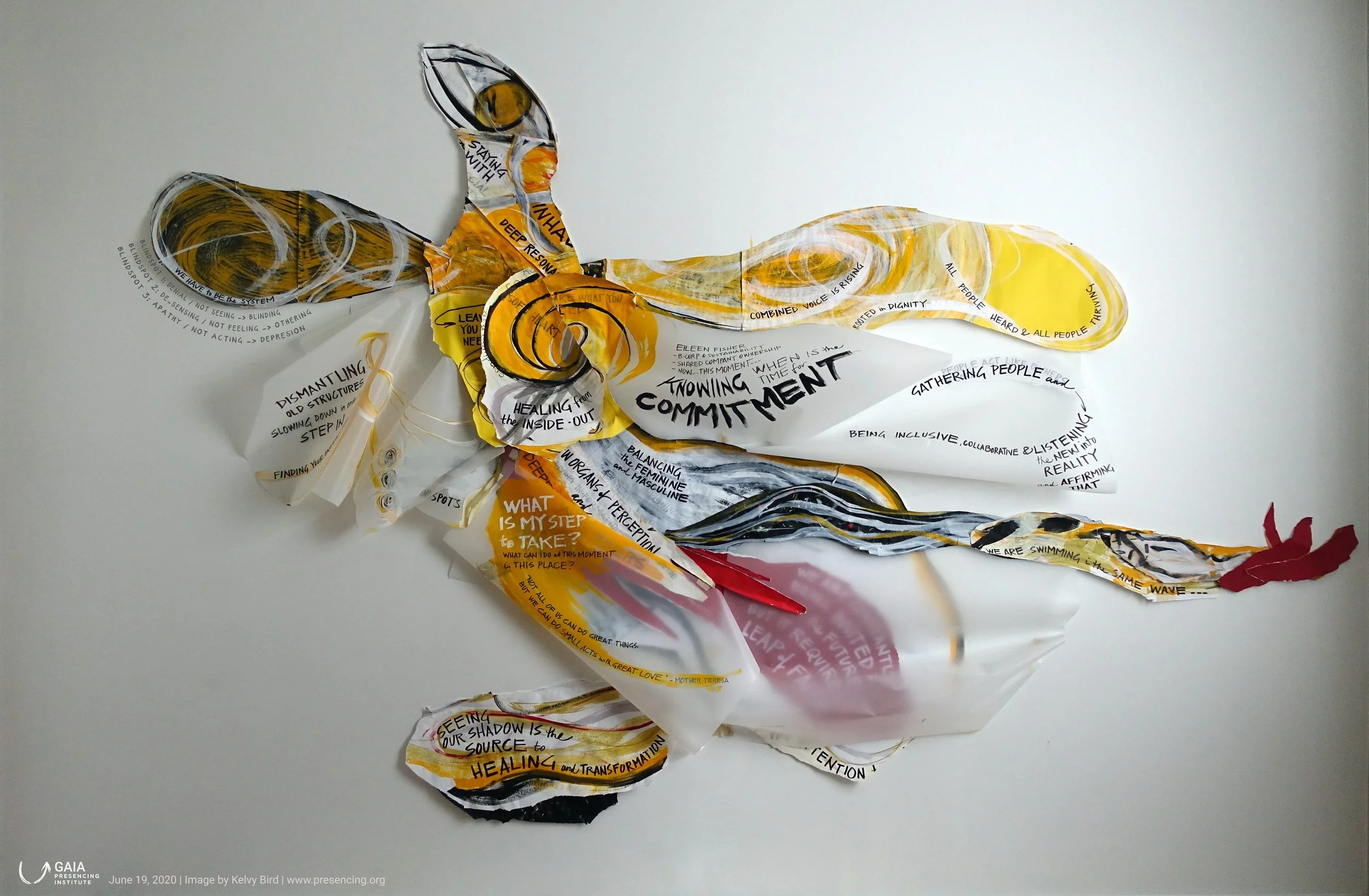 GAIA Journey, Presencing Institute, iterated over 13 weeks in 2020, ink & acrylic on mylar & paper