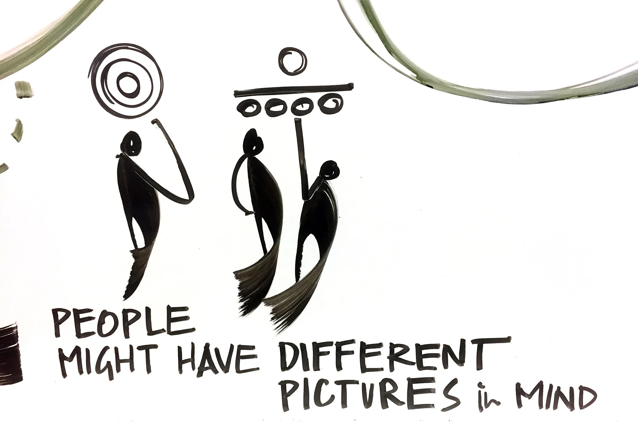Figure 12: Authenticity. It’s not always pretty, but it’s real! To conserve energy, my effort now goes into the gestures I use to apply my marks, before striving for literal accuracy. Dry-erase ink on whiteboard, 2017. 