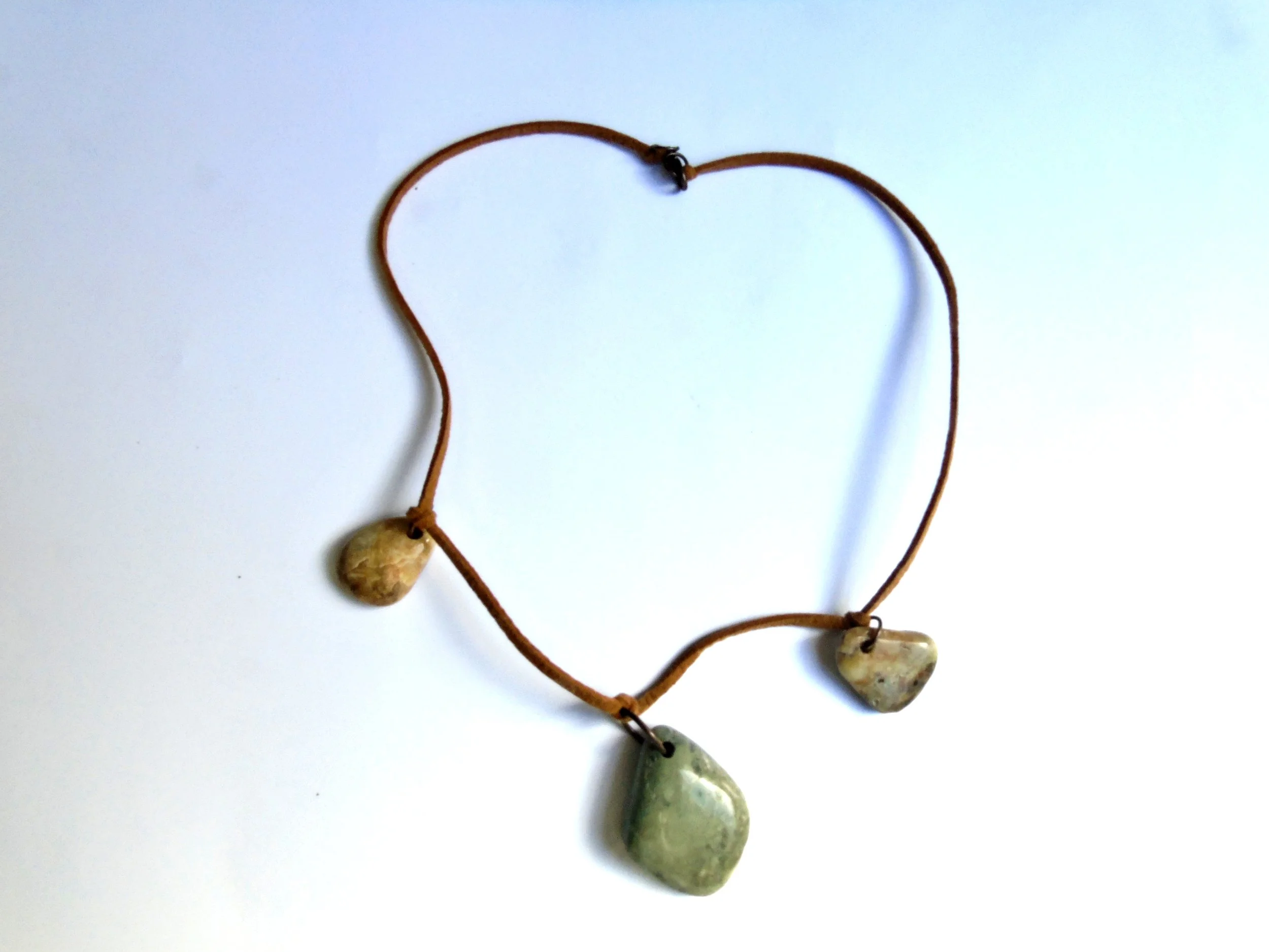 Handcrafted Natural Stone Leather Necklace