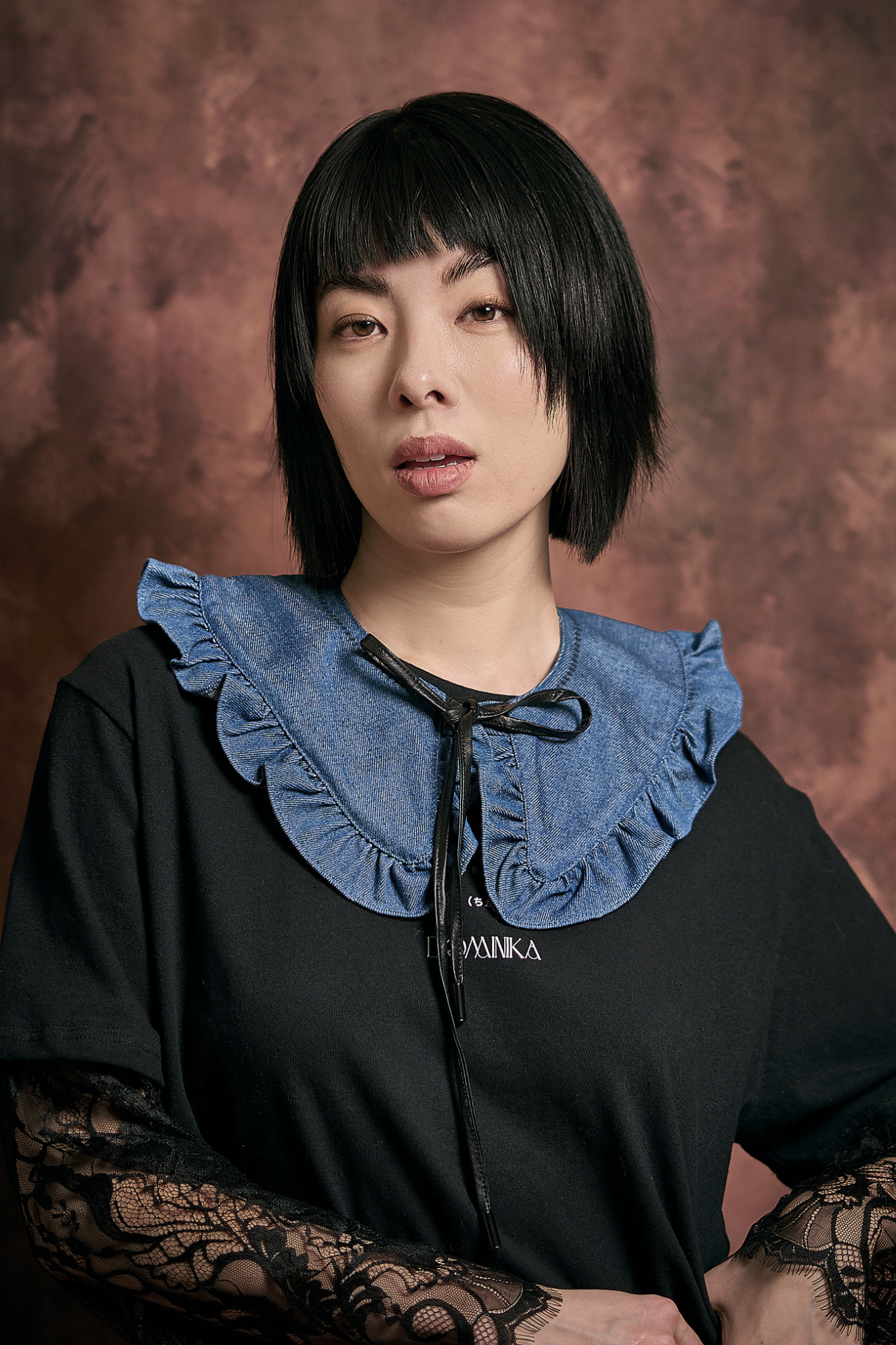 Embroidered Denim Collar