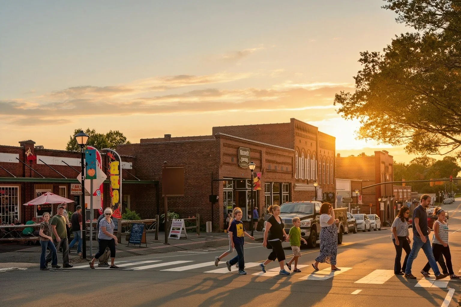 waxhaw-nc-families-crosswalk-downtown-evening.jpg