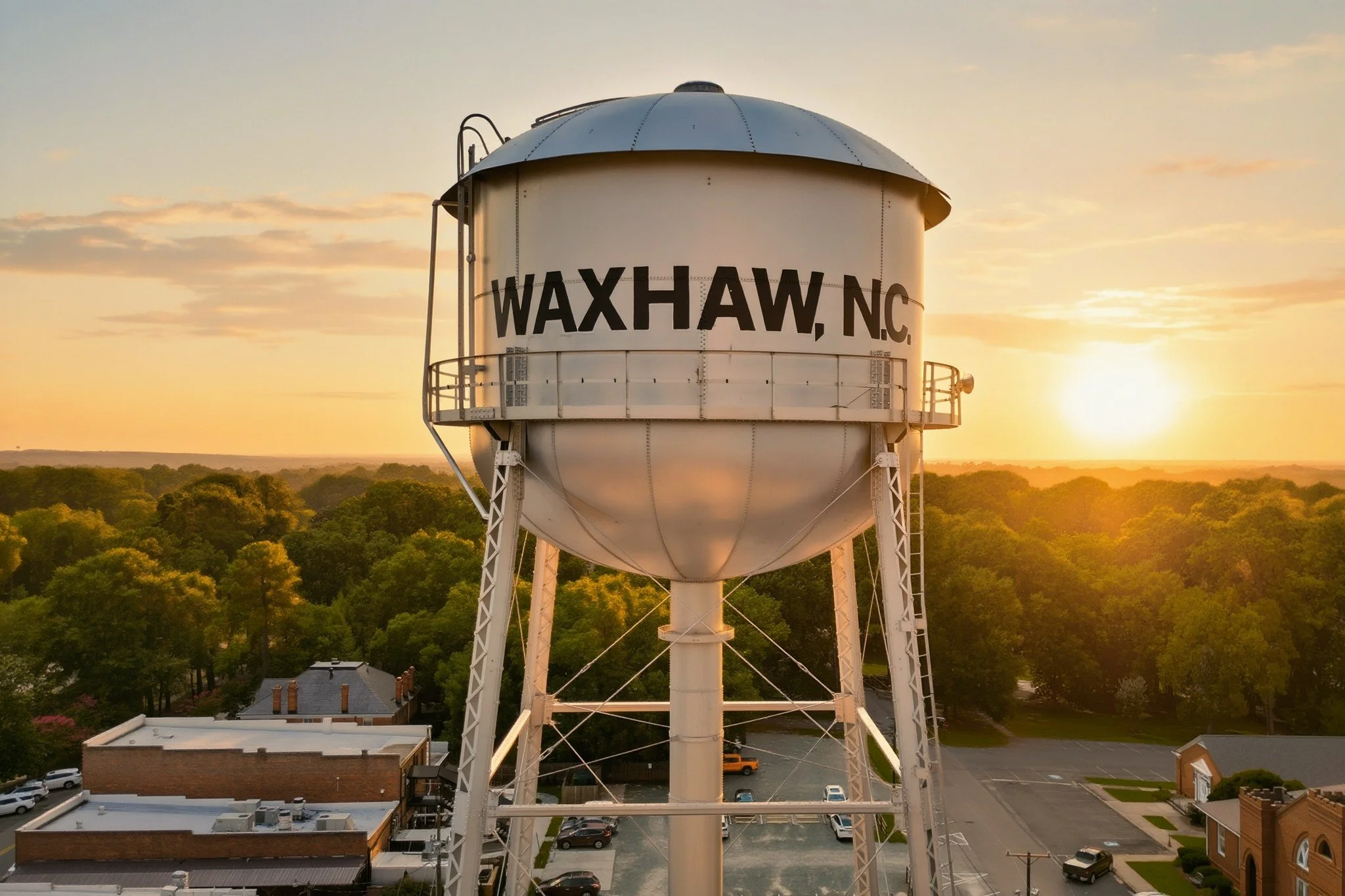waxhaw-nc-water-tower-closeup-sunset-aerial.jpg