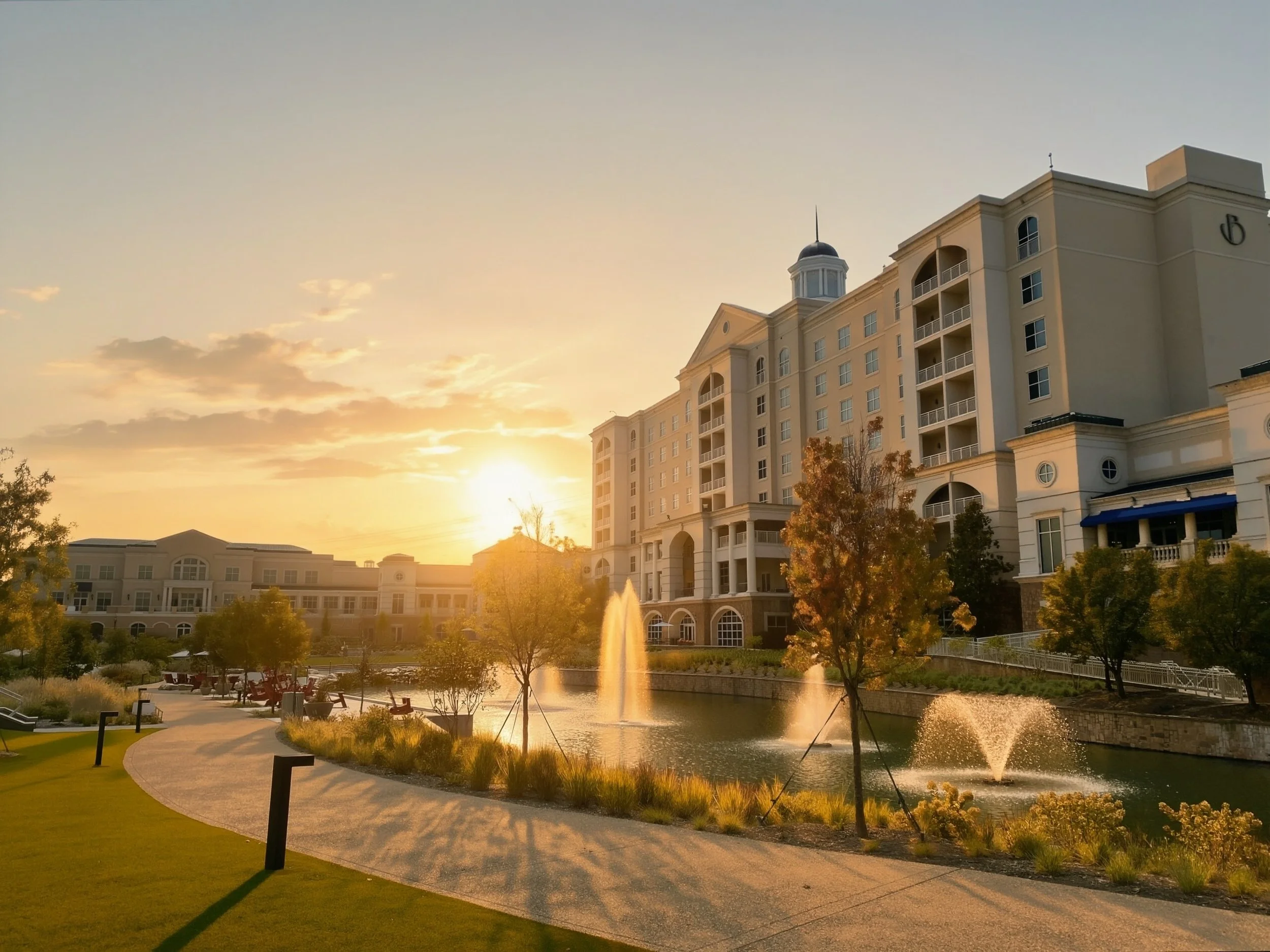 ballantyne-apartment-building-fountain-and-walking-path-at-sunset-charlotte-nc.jpg