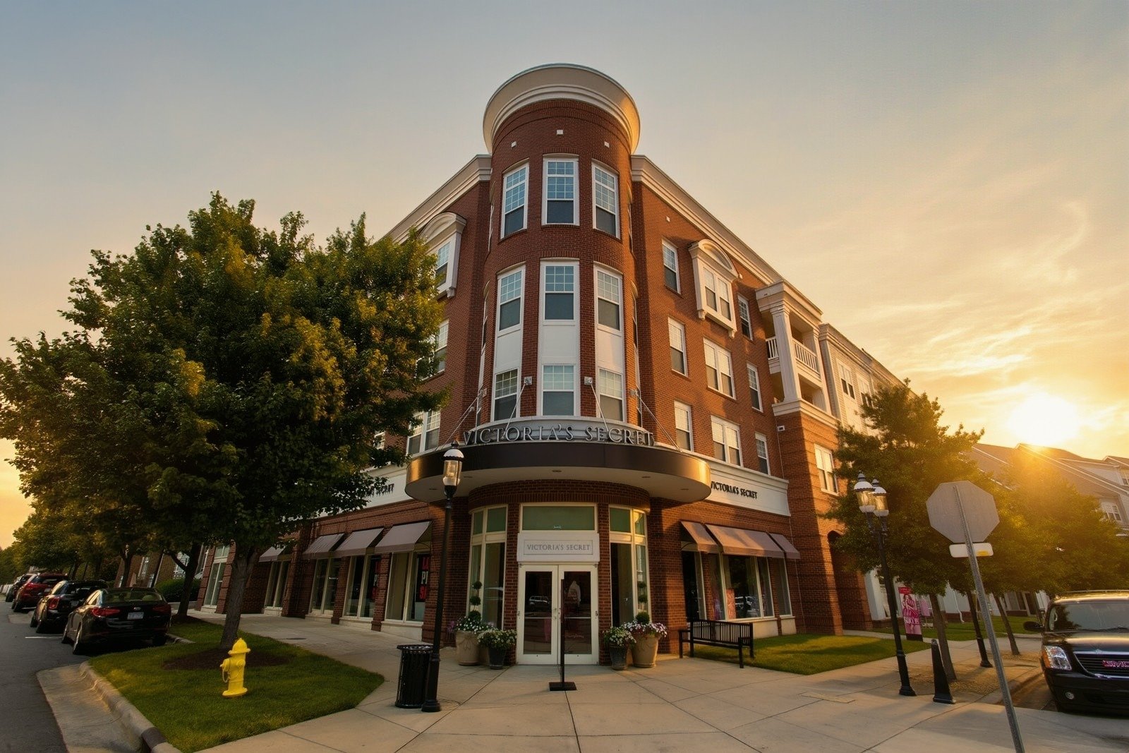 birkdale-village-main-street-corner-building-and-shops-at-sunset-huntersville-nc.jpg