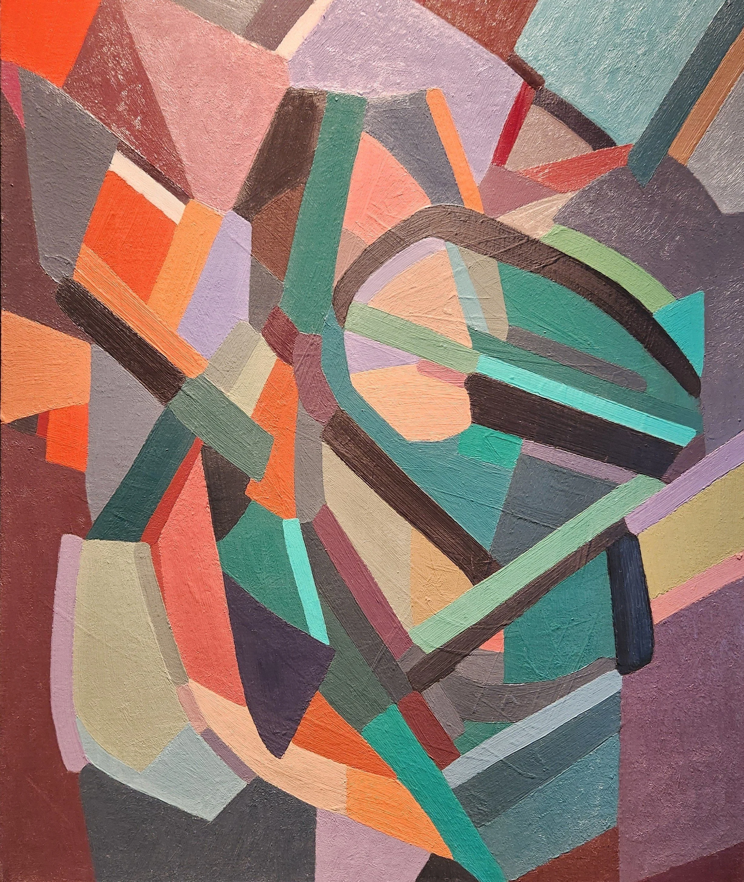 Kimberly Cole Trowbridge, "Chief" Abstract Oil on Canvas Painting