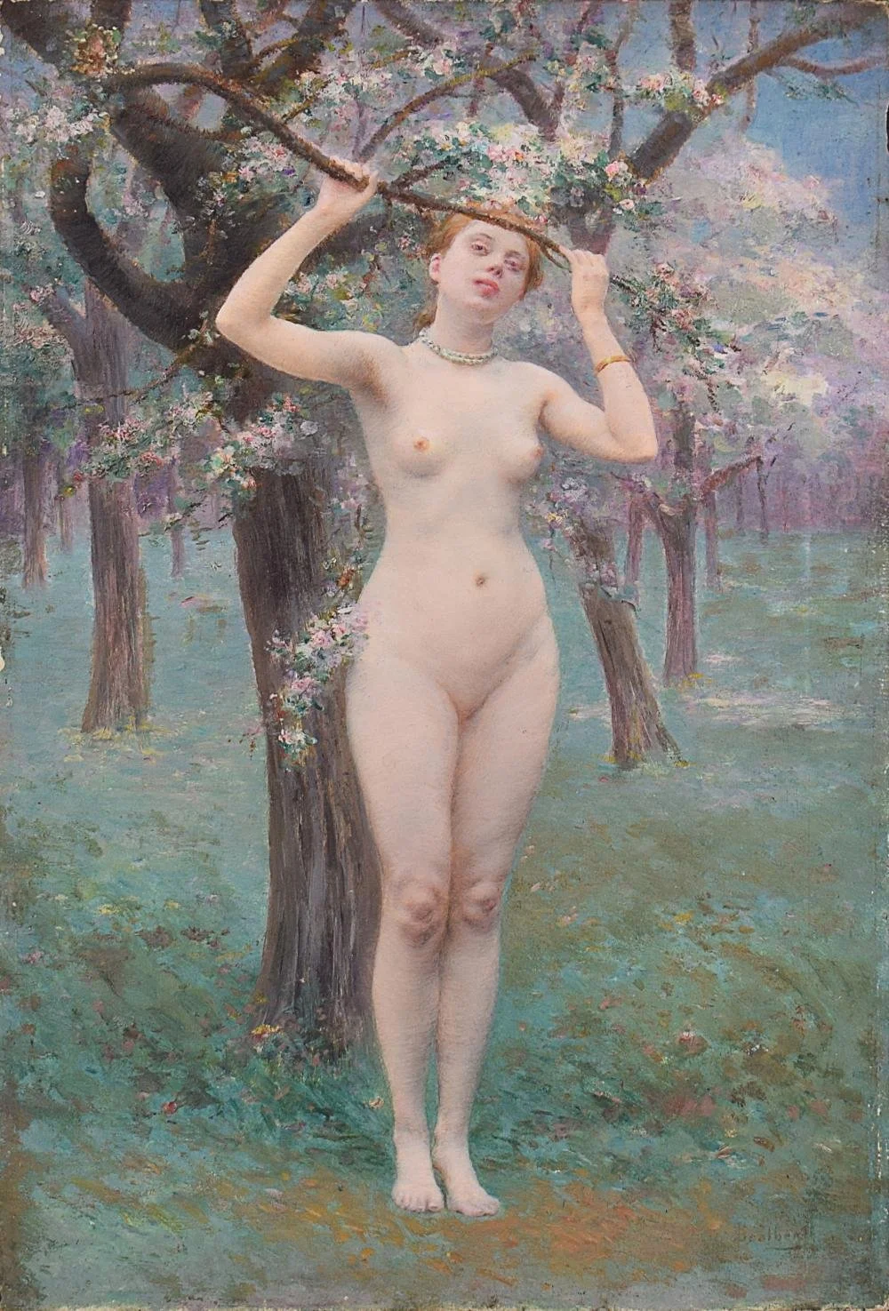 Jules Scalbert (French, 1851-1928) / Spring / Oil on Beveled Oak Panel, signed (l.r.) "J. Scalbert" / 13 3/4" x 9 1/4" / SOLD