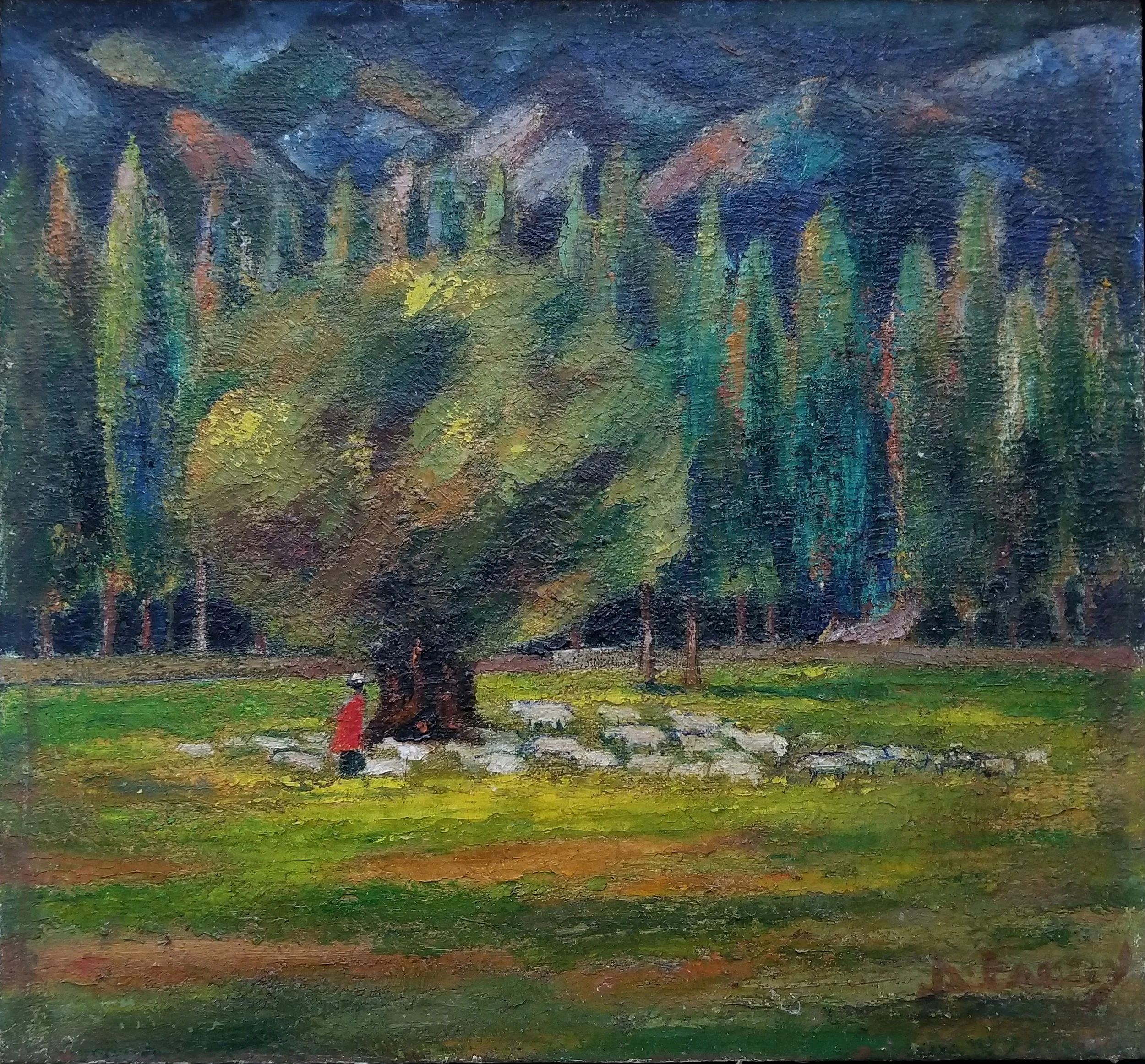 Diogenes Paredes, Landscape with Sheppard and Sheep.jpg