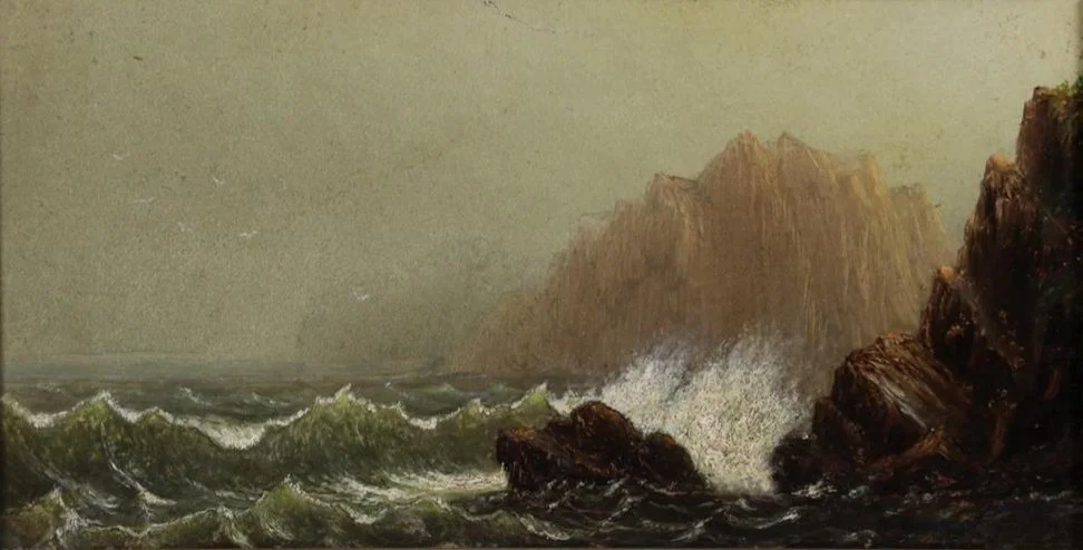 Harrison Bird Brown (American, 1831-1915) / Coastal Scene (Study) / Oil on Academy Board, unsigned / Approx. 5 1/2" x 10" / $2,400 