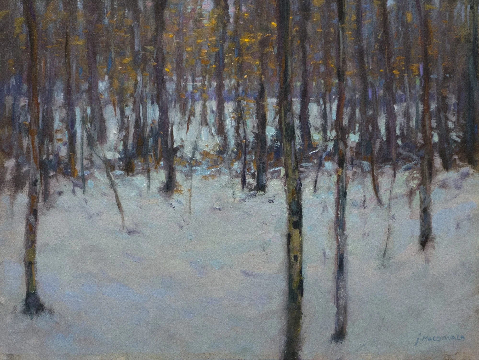 John MacDonald (American, b. 1957) / Winter Woods Thaw / Oil on Panel / 12" x 16" / SOLD