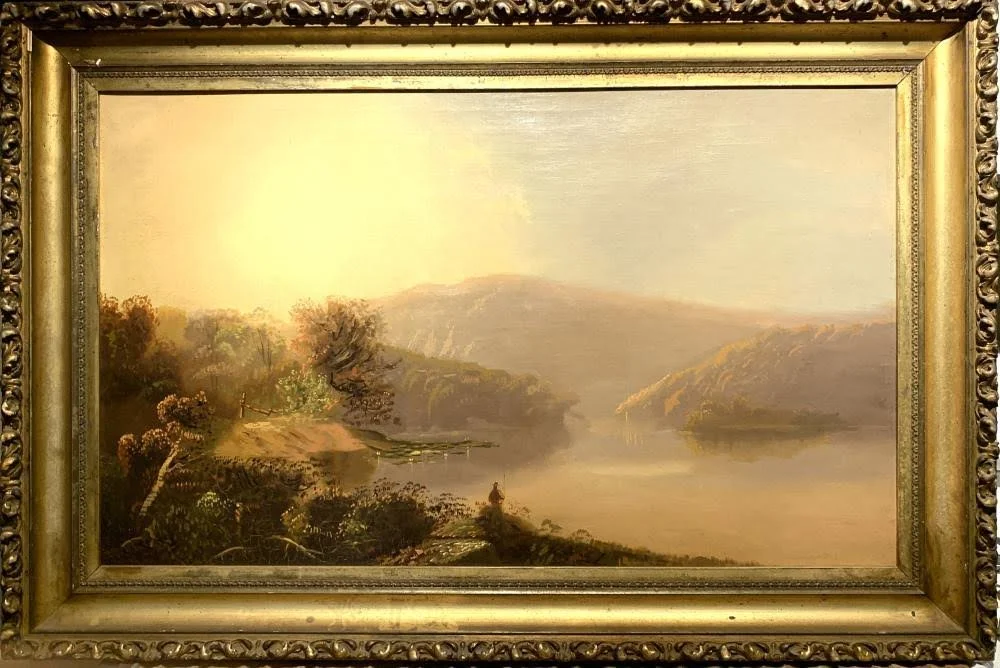 American School (19th century) / Fishing on the Hudson (1870) / Oil on Canvas, unsigned / 22" x 36" / $3,250