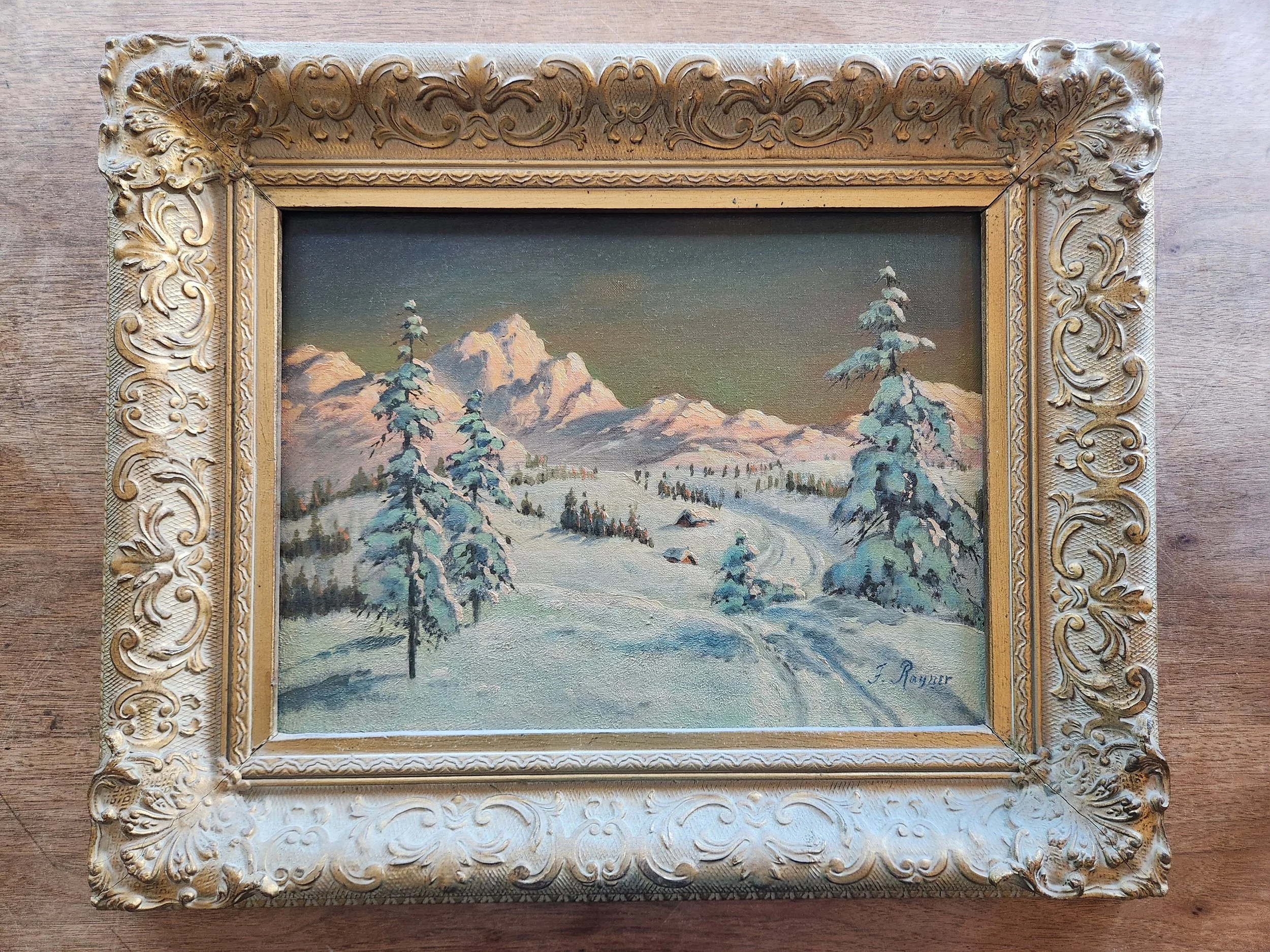 Frances Rayner Winter Landscape Antique Framed Painting