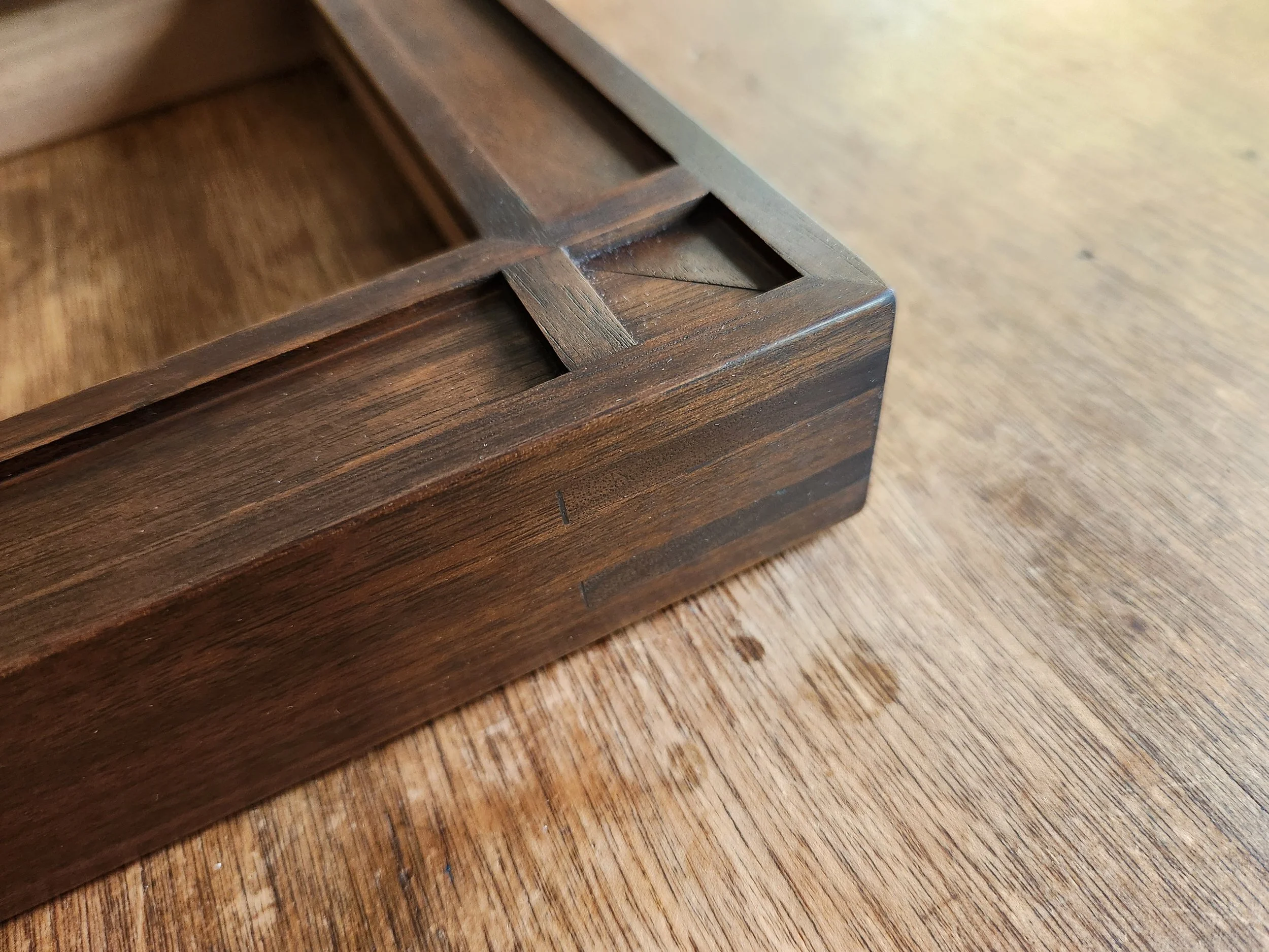 112134 Walnut Arts & Crafts Frame with Med Eb Finish, Cop, Close-Up.jpg