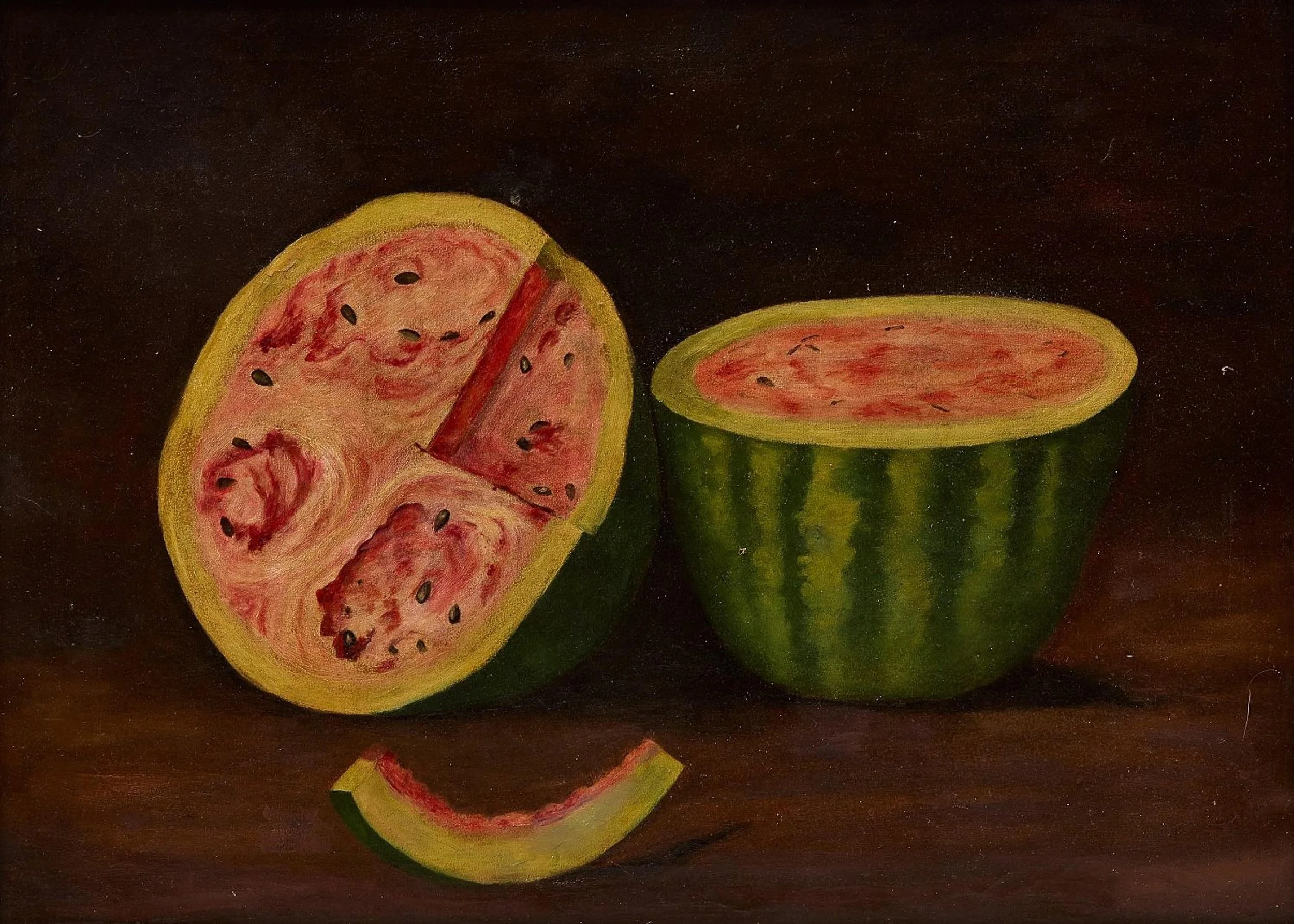 American School (19th century) / Still Life with Watermelon / Oil on Canvas / 21 1/2" x 29 1/2" / Price Available Upon Request