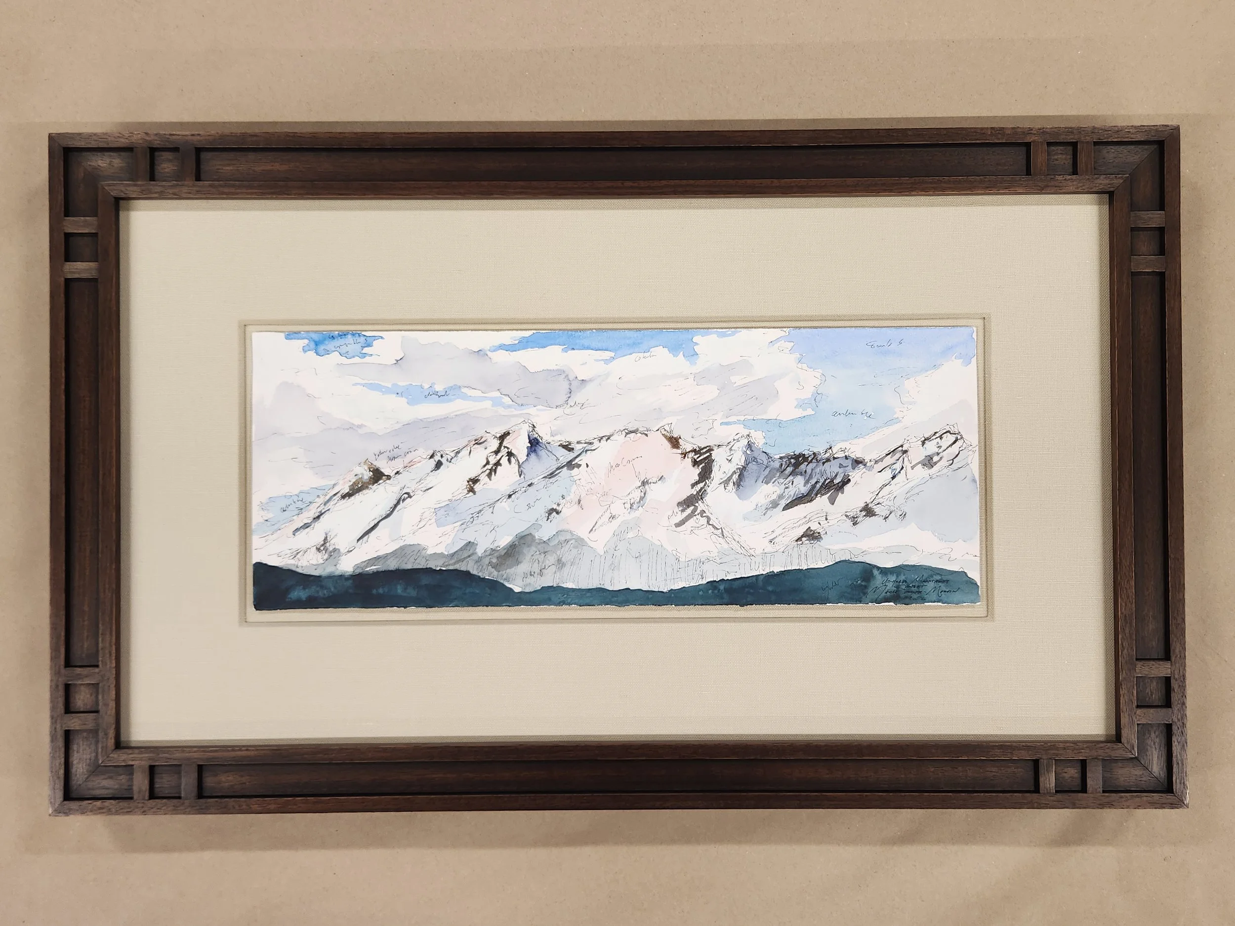 Maria Coryell-Martin / Watercolor on Paper / Archivally Framed and Offered in a High Grade Solid Walnut Arts & Crafts Frame by Seattle's Plasteel Frames / $3,850