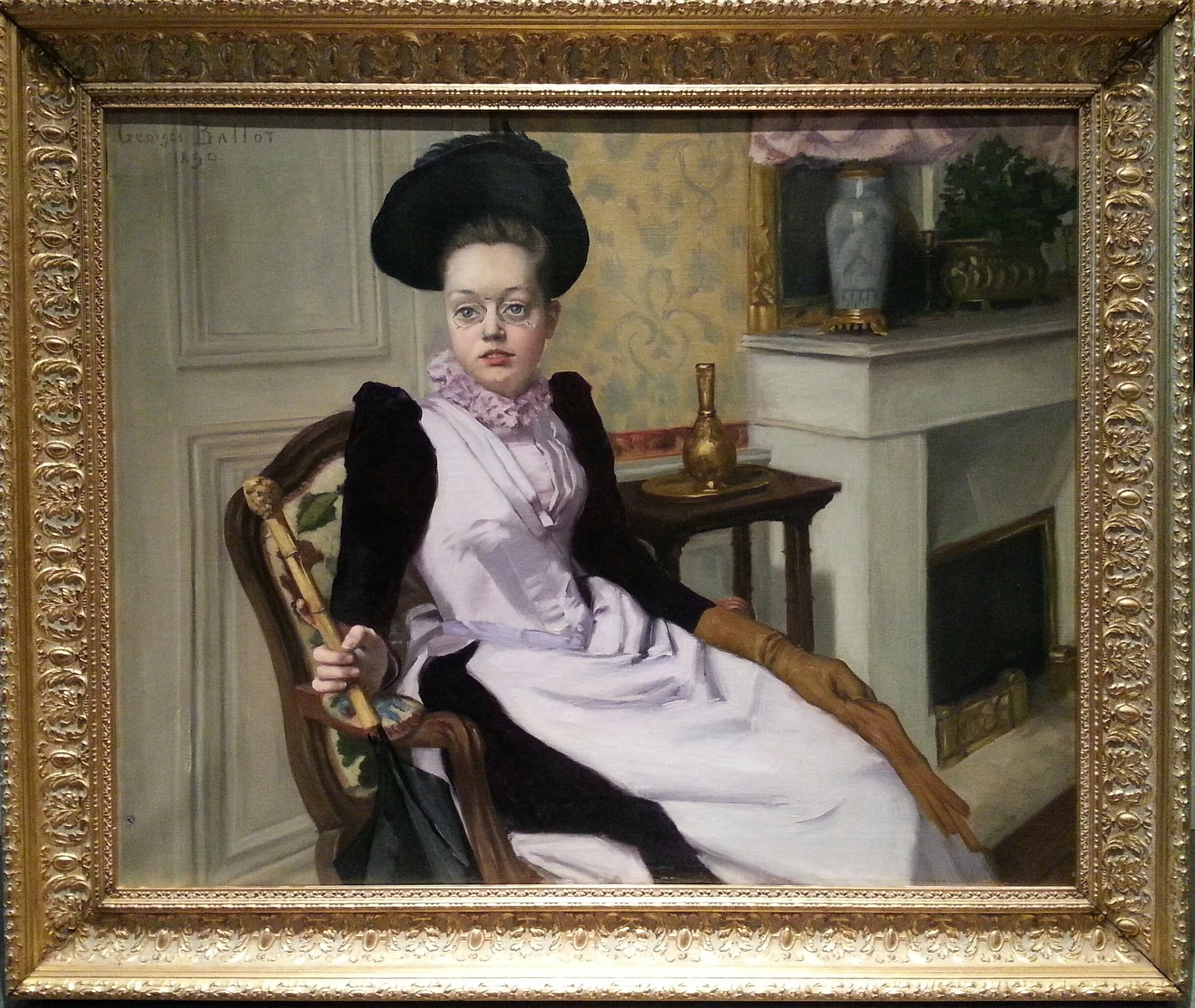Georges Henri Ballot (French, 1866-1942) / La Jeune Fille (1890) / Oil on Canvas / 30" x 38" overall, framed / Price Available Upon Request
