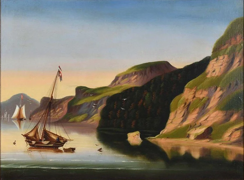 Thomas Chambers (English-American, 1808-1869) / Anchored on the Hudson / Oil on Canvas / 24" x 32" / Price Available Upon Request