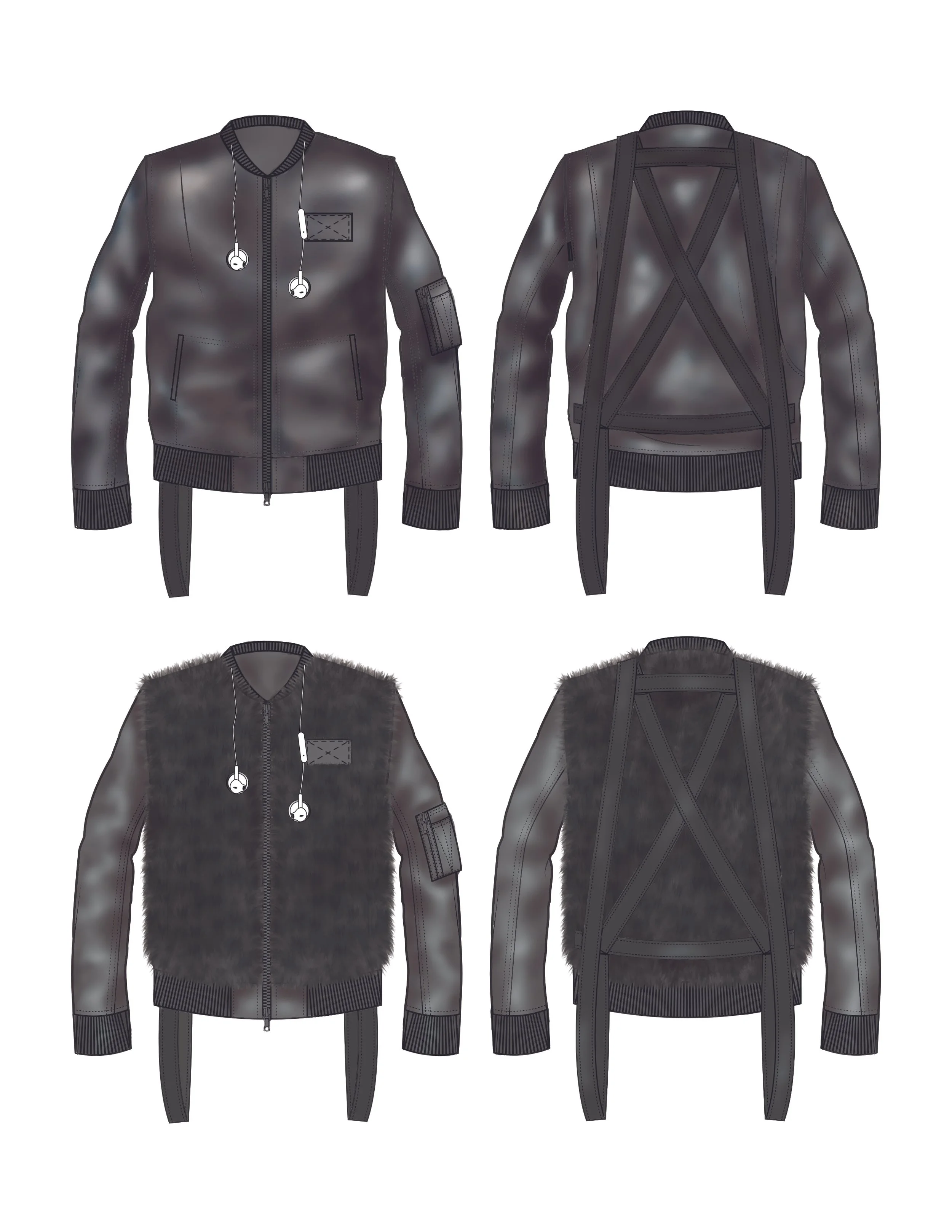 CAD technical flats made for will.i.am’s illi collection- made in Adobe Illustrator and colored in Adobe Photoshop