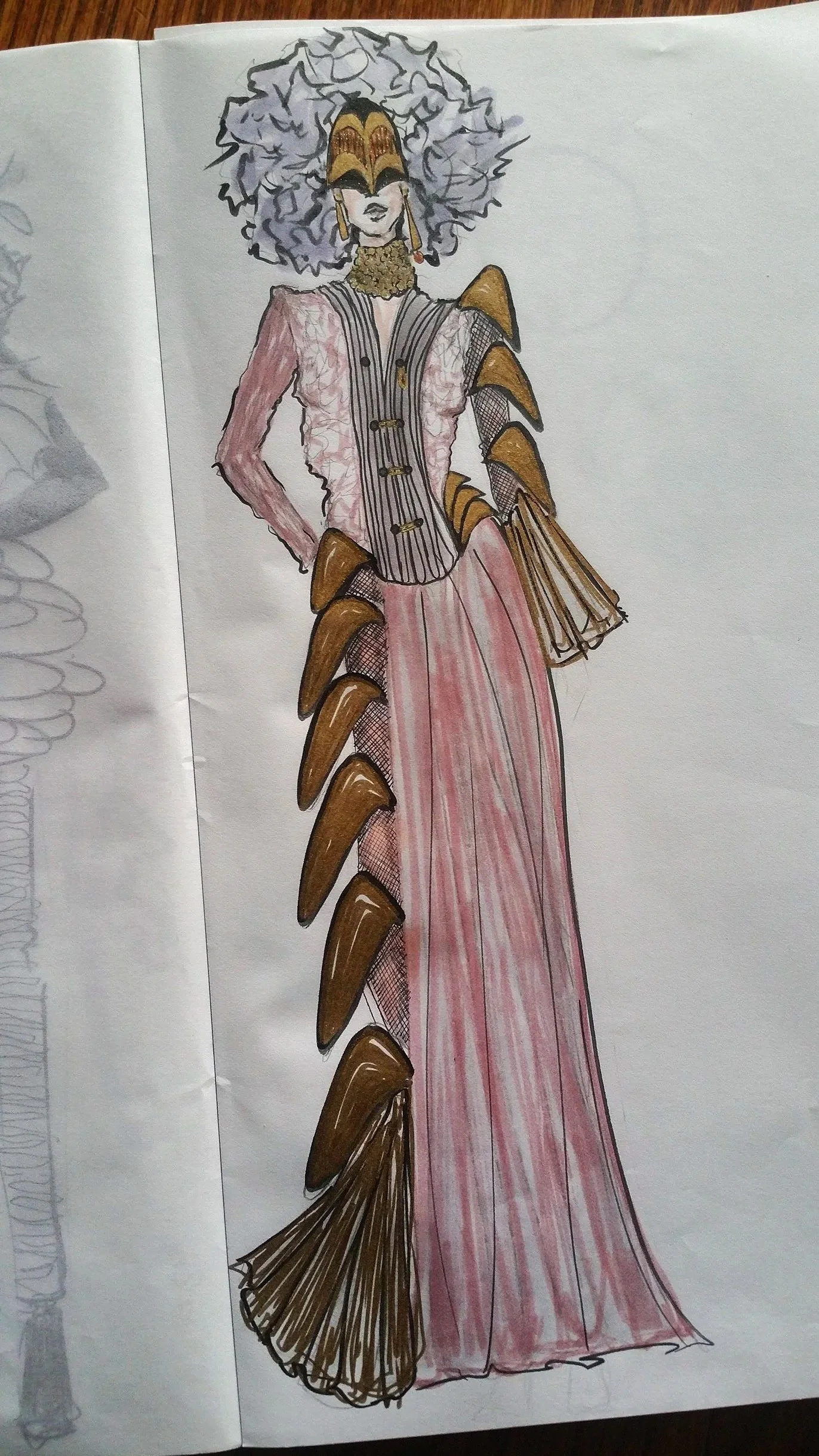 Part of a series of sketches I did to break out of the creative rut, I gathered a handful of pens and markers and just let my mind wander- This one is a quirky mix of feminine softness and warrior strength.