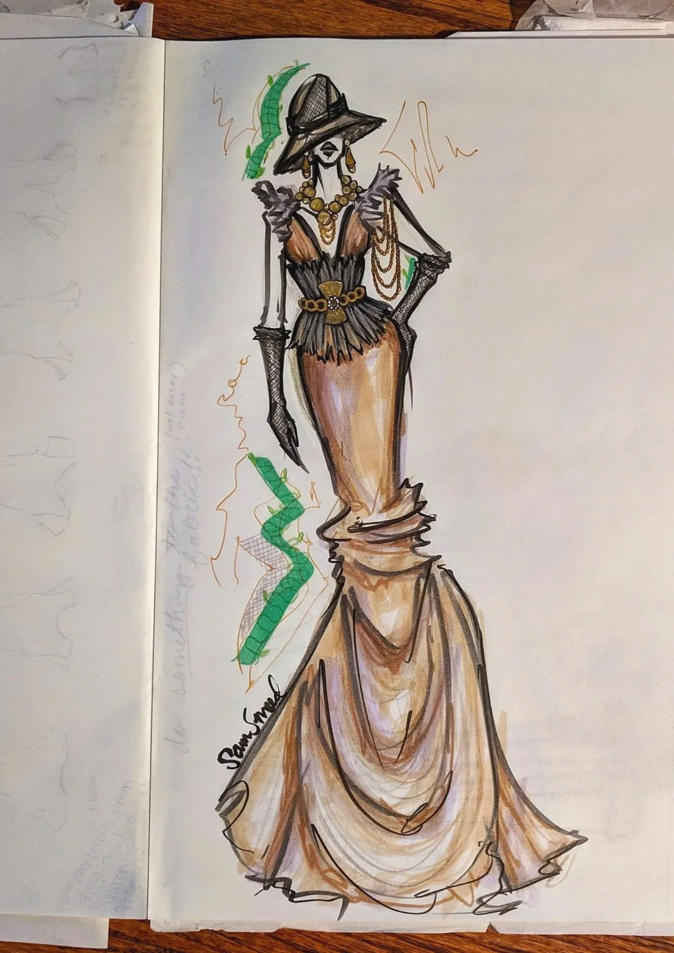Part of a series of sketches I did to break out of the creative rut, I gathered a handful of pens and markers and just let my mind wander- She represents chic safari eleganza.