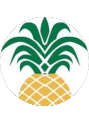 Illustration of a pineapple with green leaves and a yellow body.
