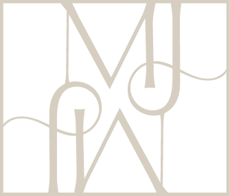 Stylized text logo with overlapping letters MJXOX in black and white.