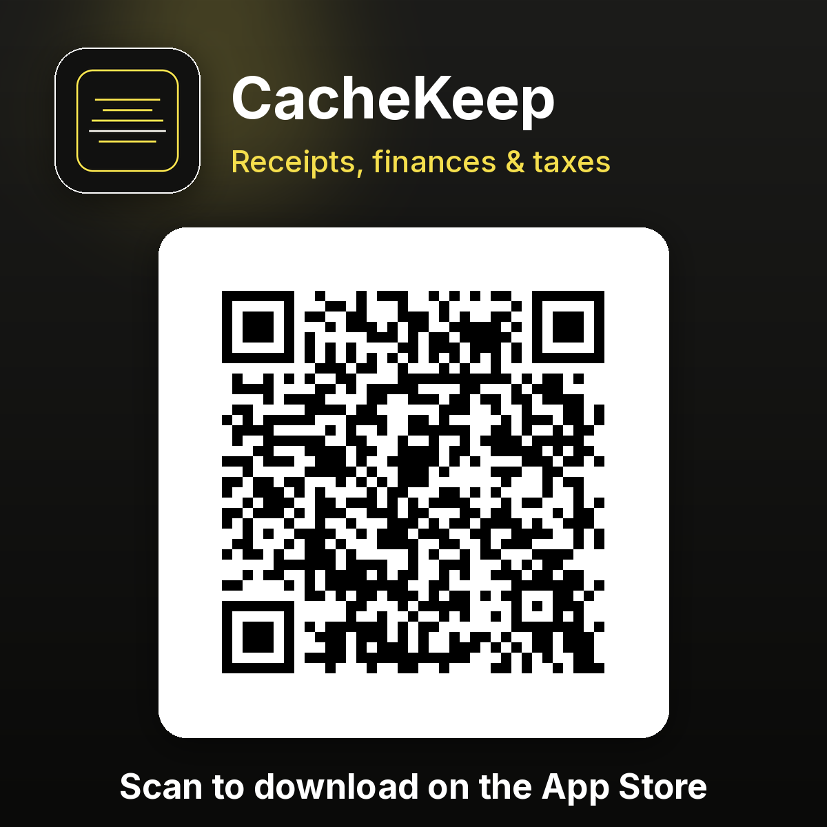 QR code: scan with your iPhone camera to download CacheKeep on the App Store