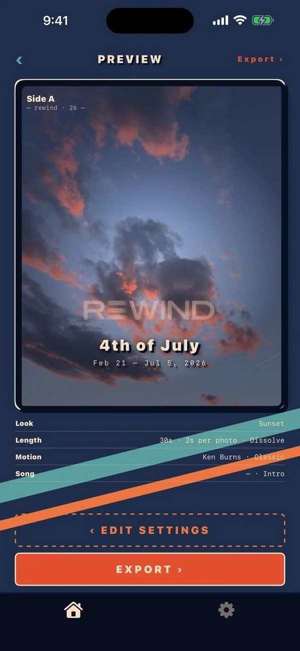 Previewing a Rewind reel titled 4th of July