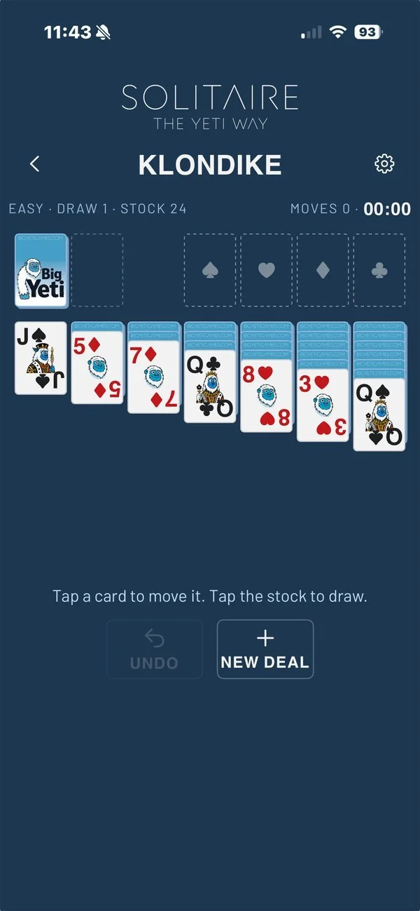 A game of Klondike in progress
