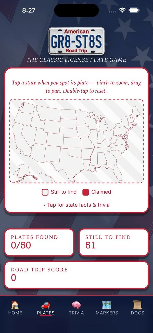 GR8-ST8S license plate map with plates found and still to find