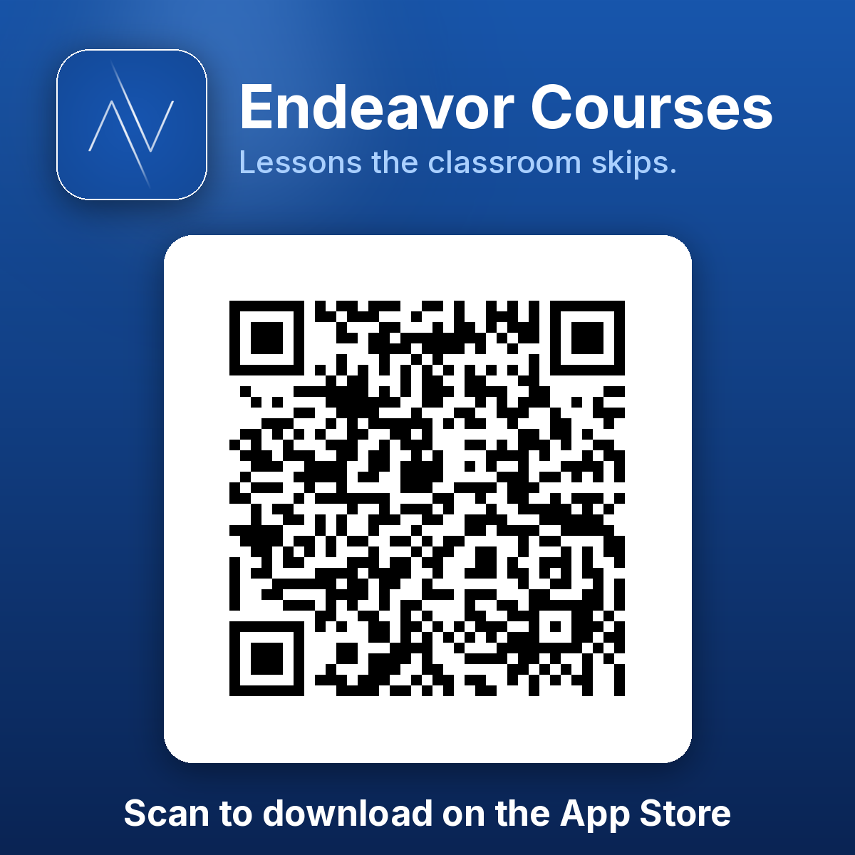 QR code: scan with your iPhone camera to download Endeavor Courses on the App Store