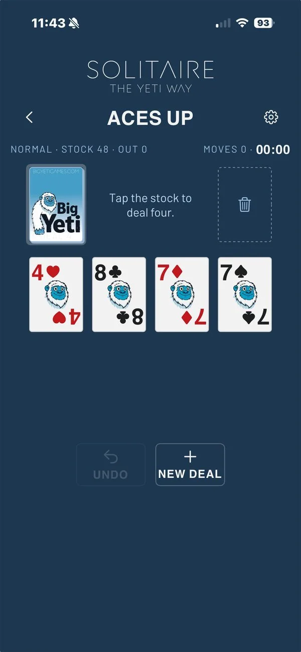 A game of Aces Up in progress