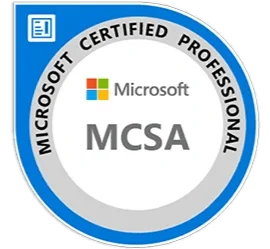 Microsoft Certified Solutions Associate (MCSA) badge from Microsoft