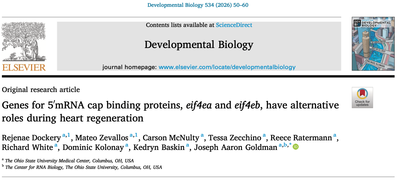 Manuscript published in Developmental Biology