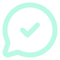 A checkmark inside a speech bubble icon
