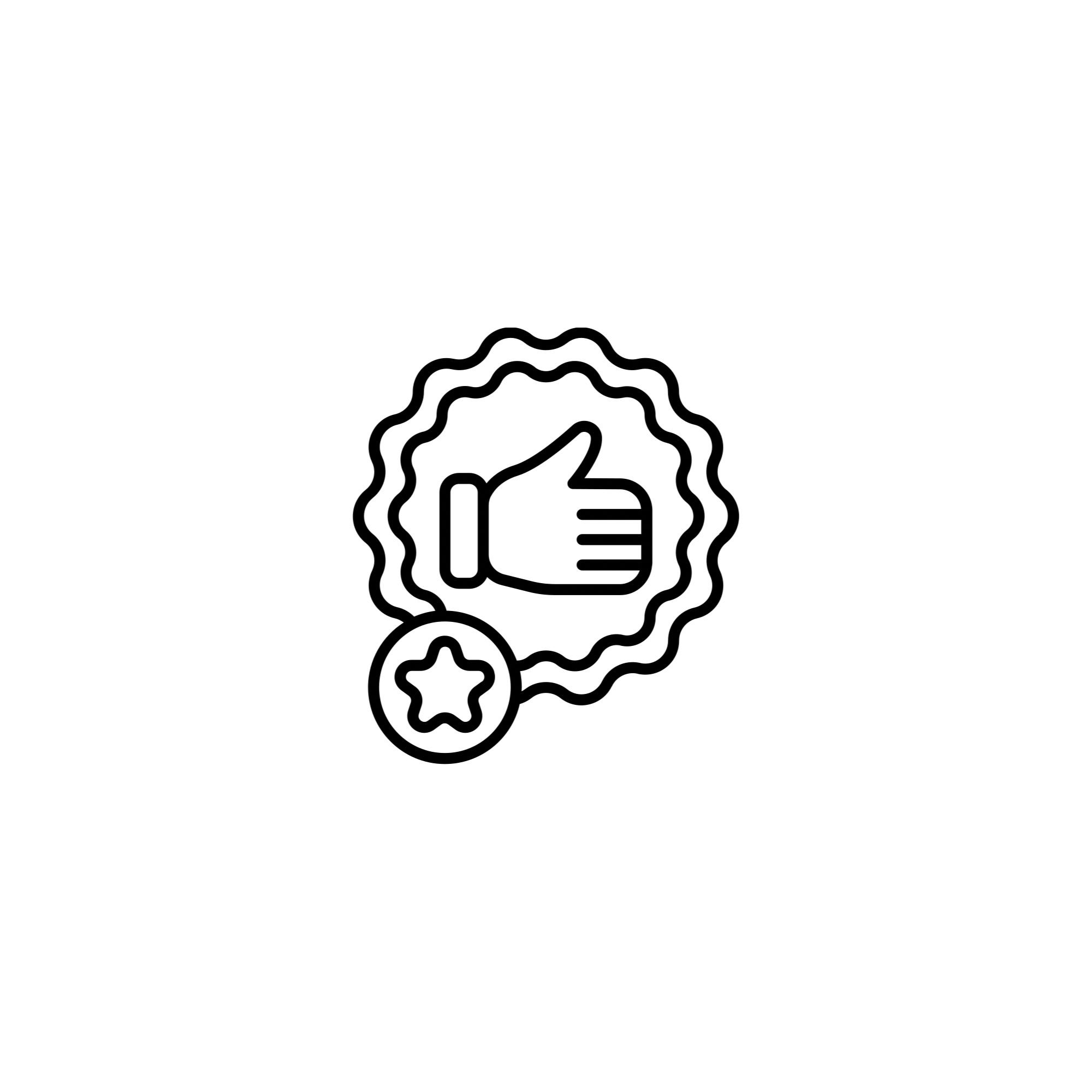 A simple black outline drawing of a woman with curly hair and sunglasses holding a phone, with a sun icon and some small decorative elements.