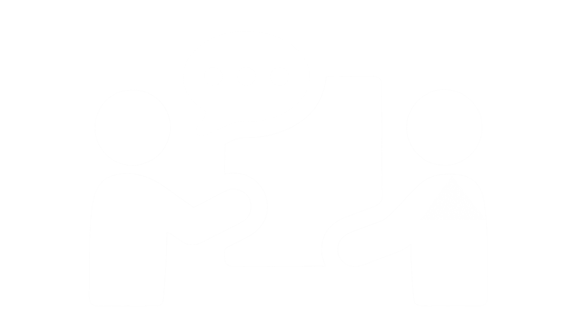 Two individuals sitting across from each other, talking with speech bubbles, in a simplified black and white illustration.