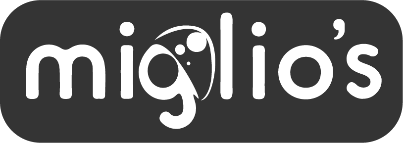 Miglió's logo with stylized text and a face with two eyes and a nose.