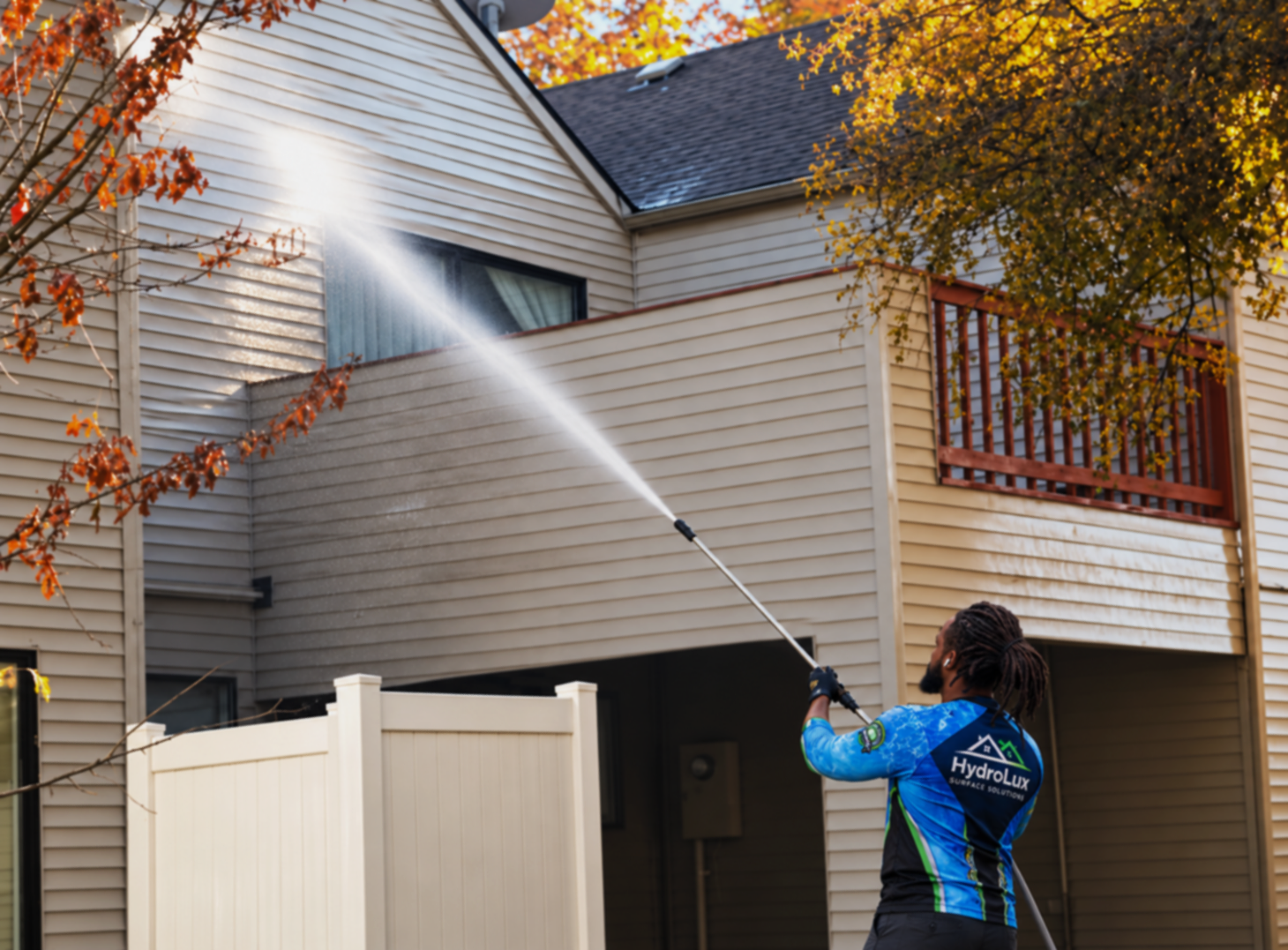 fall condominium pressure washing