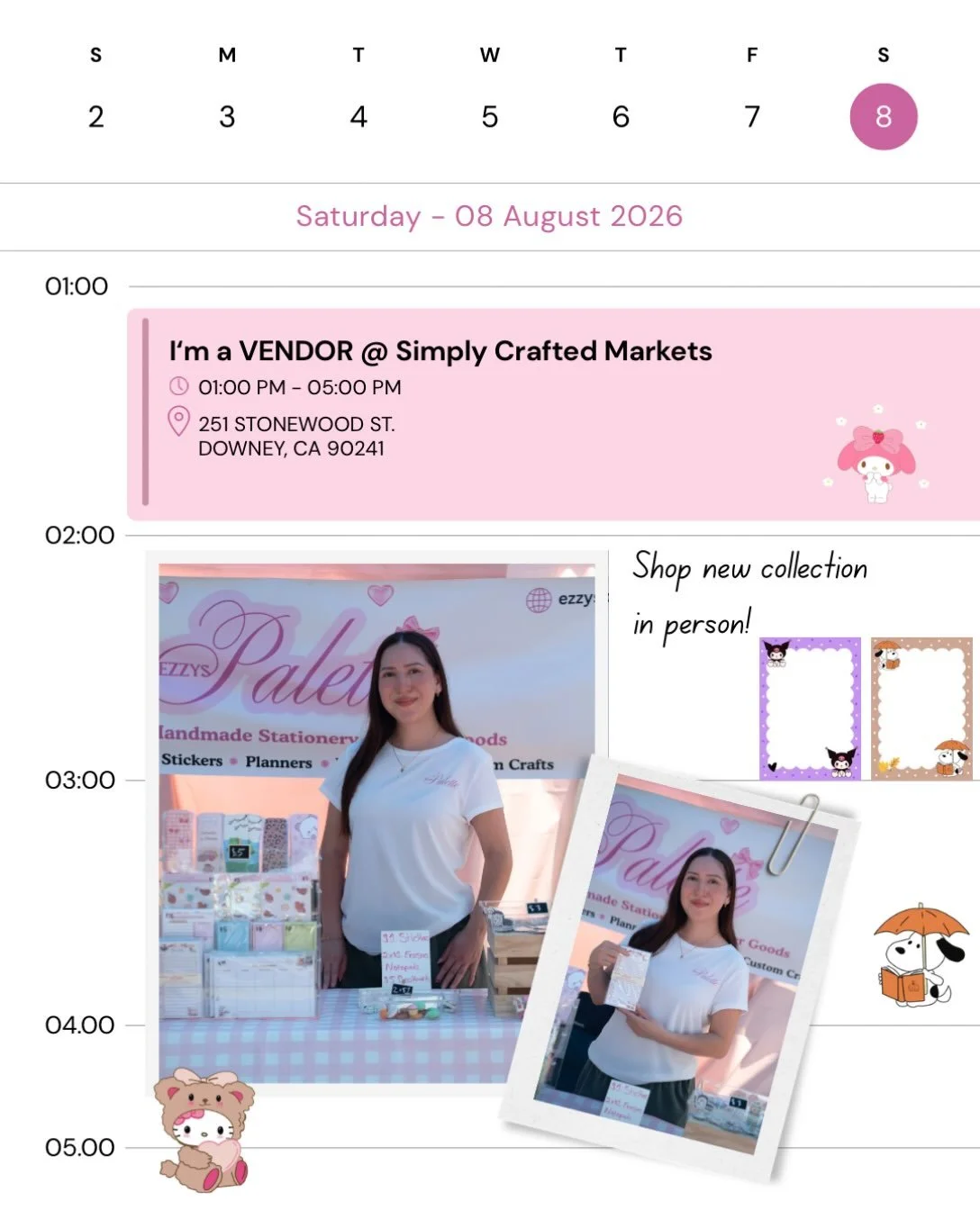 I&rsquo;m a Vendor @simplycraftedmkts from 1pm-5pm 

Saturday, August 8th 

📍251 Stonewood St. Downey, CA 90241

Near the food court area 🛍️