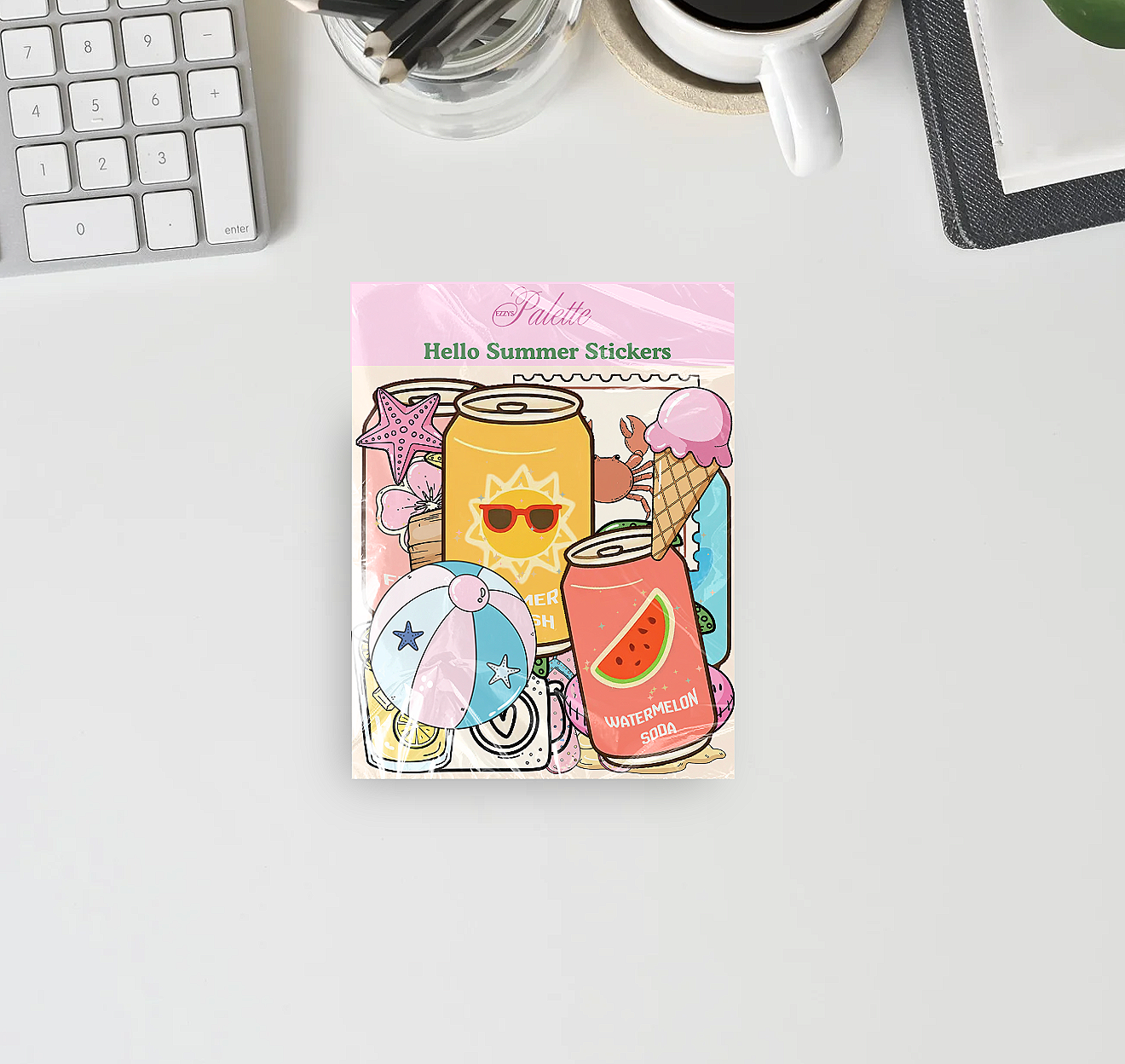 Hello Summer Sticker Pack – 15 Waterproof Die-Cut Stickers