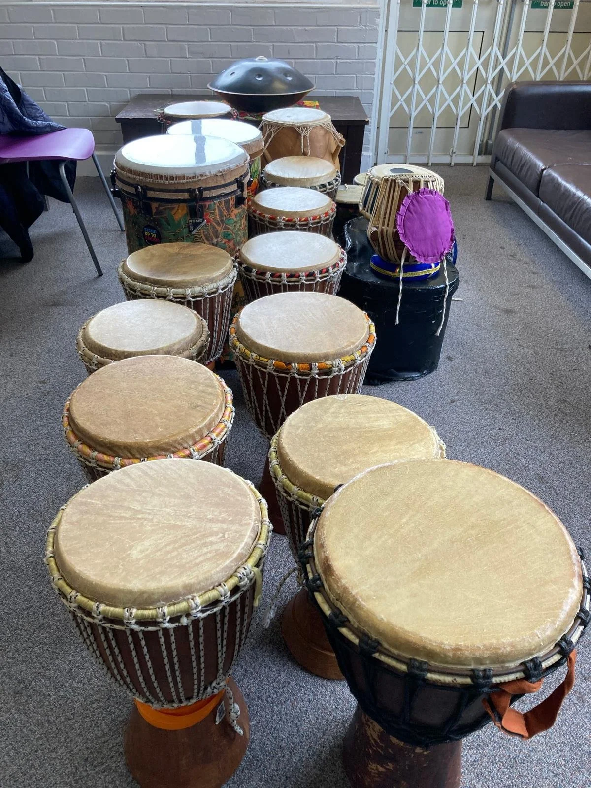 Matt Le Mare and Biant Singh facilitating an interactive drumming workshop using music, rhythm and reflection for professional learning