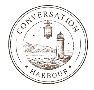A circular logo featuring a lighthouse and a harbor scene, with the words 'Conversation Harbour' encircling the images.